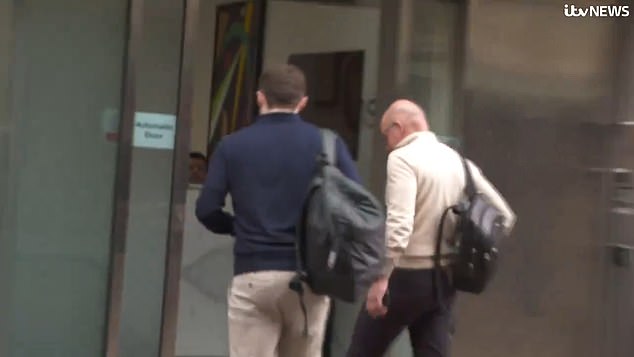 Sir Dave Brailsford (right) was among those spotted by ITV News arriving on Tuesday