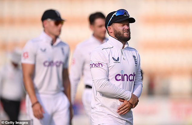 Ben Duckett suffered a suspected dislocated left thumb while catching No. 11 Abrar Ahmed