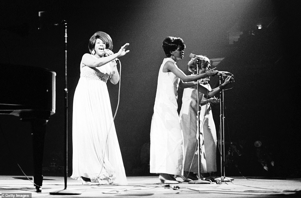 Aretha Franklin (left) and her backup singers, the Sweet Inspirations, perform at the Soul Together Concert at Madison Square Garden, New York City in 1968