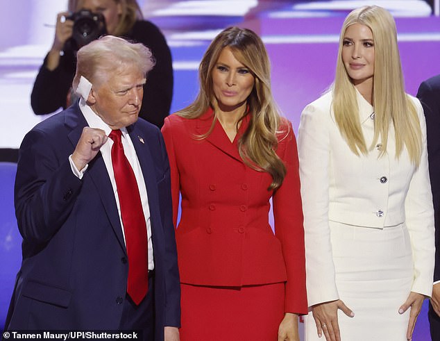 Melania seen here with stepdaughter Ivanka and husband Donald at this year's Republican National Convention