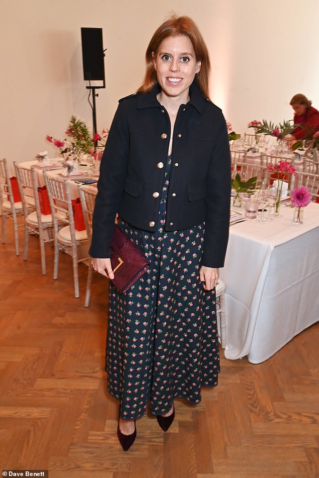 Meanwhile, Princess Beatrice stunned in a black floral long dress, which she paired with a short black jacket