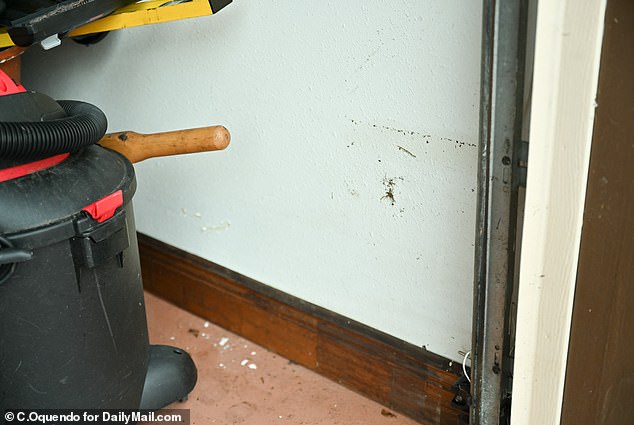 Water damage from Hurricane Helene seen at Pauline Cuesta's home before the arrival of Hurricane Milton