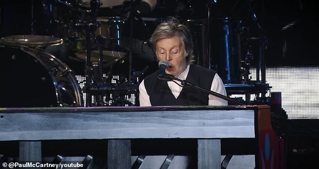 McCartney plays piano during his performance in Argentina. His decider match came two days after the country's government threatened to retake the Falklands