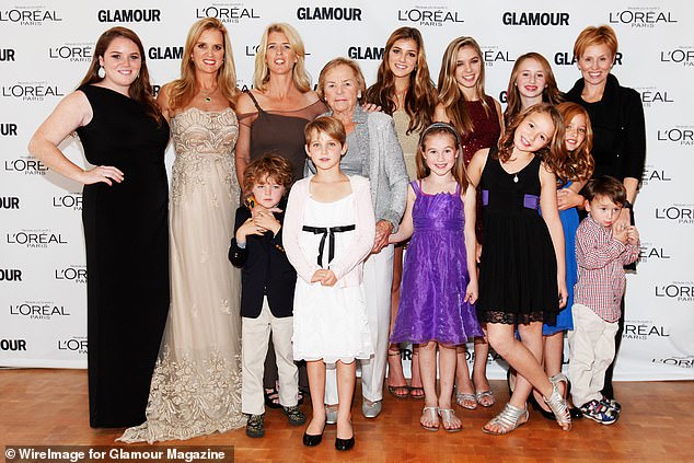 Ethel Kennedy poses backstage with members of her family in 2012 at Carnegie Hall