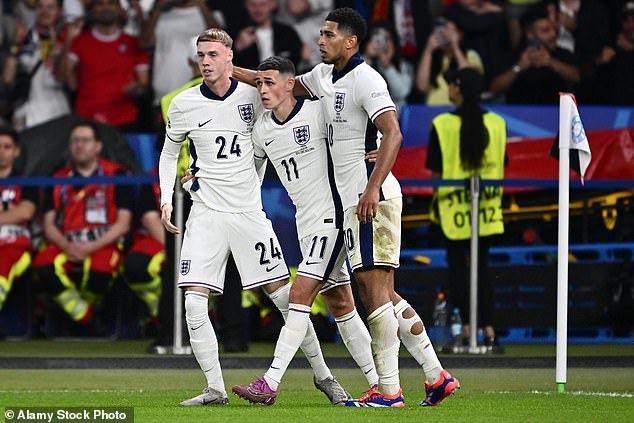 England are blessed in the creative role, with Palmer (left), Phil Foden (centre) and Jude Bellingham (right) all wanting to play in that position