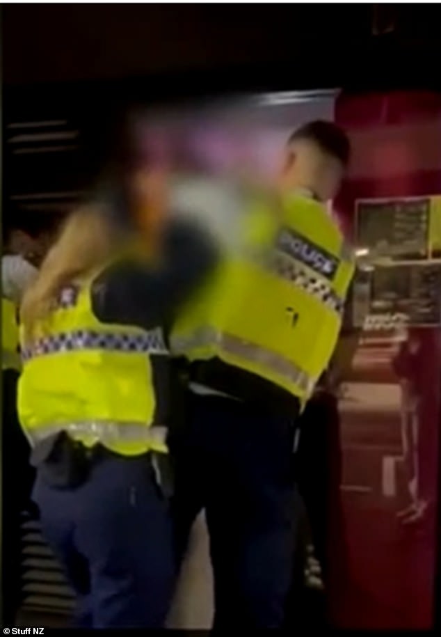 Footage of his arrest (pictured) has been provided to local police, who have also been in contact with the Australian High Commission during the investigation