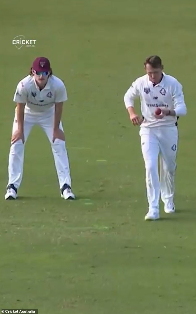 Commentators were left baffled by the bizarre field position, after which Labuschagne ran in to bowl