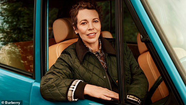 Olivia Colman also posed for the campaign and looked radiant in a dark green jacket with a dark brown collar