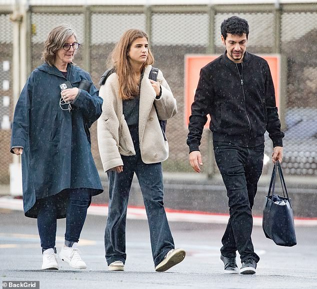 Tom landed at London's Battersea Airport with his sister Marian and actors Simone Coppo and Martina Ferragamo, thousands of miles from his home