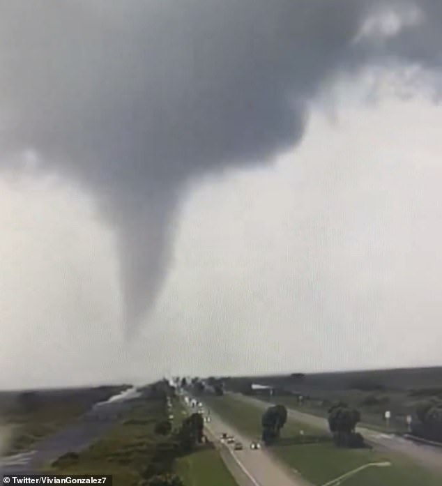 A massive tornado was spotted heading toward Florida's I-75 on Wednesday, hours before Hurricane Milton was set to make landfall