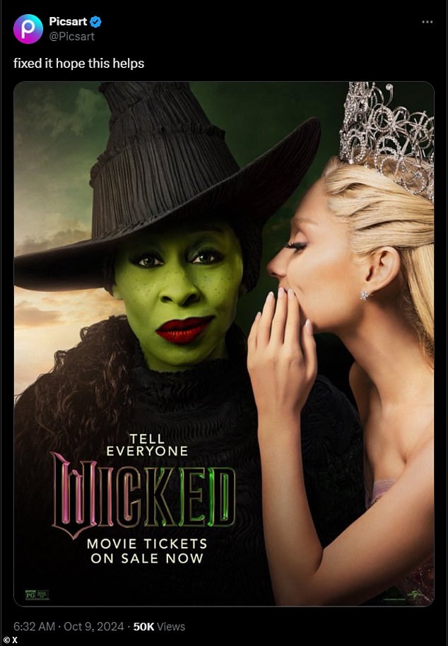 X user @picsart Photoshopte his own version of the Wicked poster, with the caption: 