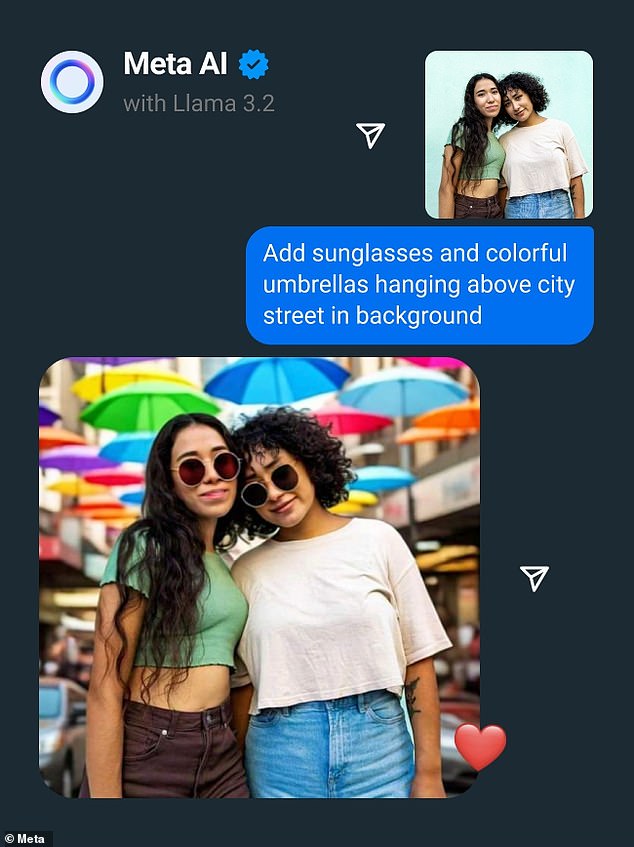 Meta AI includes image generation and editing capabilities so you can modify your uploaded photos