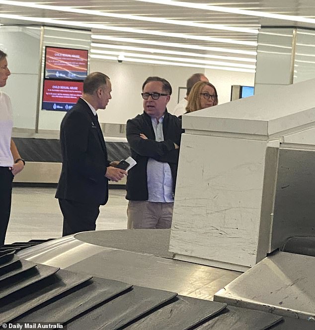 Mr Joyce can fly first class for free until 2046 after shareholders agreed to extend the benefit for every year he was with the airline (pictured, Mr Joyce at Sydney Airport)