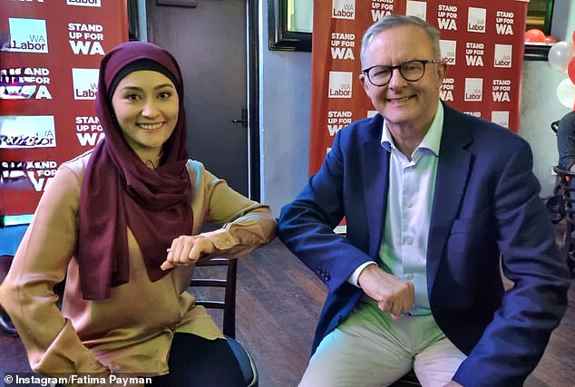 Ms Payman (pictured with Anthony Albanese) blasted the Labor Party as she spoke to Sarah Ferguson on Wednesday evening