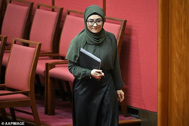 Dual citizens are normally not allowed to stand for parliament in Australia. Senator Payman is pictured in the Senate in August