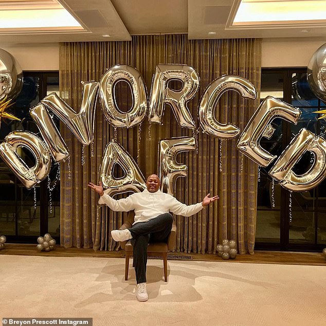 At the time of his divorce from Young, Dr. Dre seen on Instagram posing in front of a balloon decoration that reads 