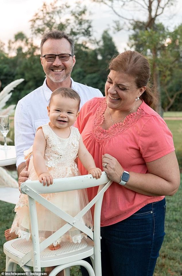 Chandler Powell was born in Seffner, Florida, and his parents Chris and Shannan (pictured with granddaughter Grace) live just outside of Tampa and also have a son, Cameron, who is married to wife Kristin.