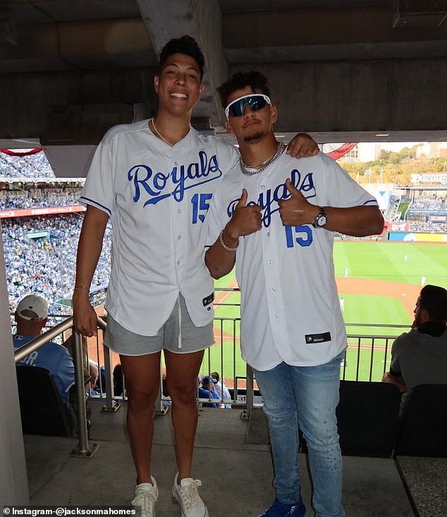 Mahomes and his brother Jackson were seen during the Royals-Yankees game on Wednesday