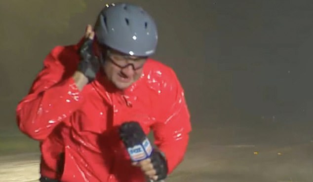 A drenched Ray was caught on camera trying to report from the heart of Hurricane Milton as the ferocious storm made landfall Wednesday evening