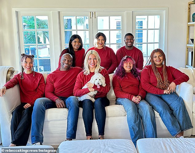 The couple pictured with their family are now empty nesters, which Rebecca described as 'really nice'