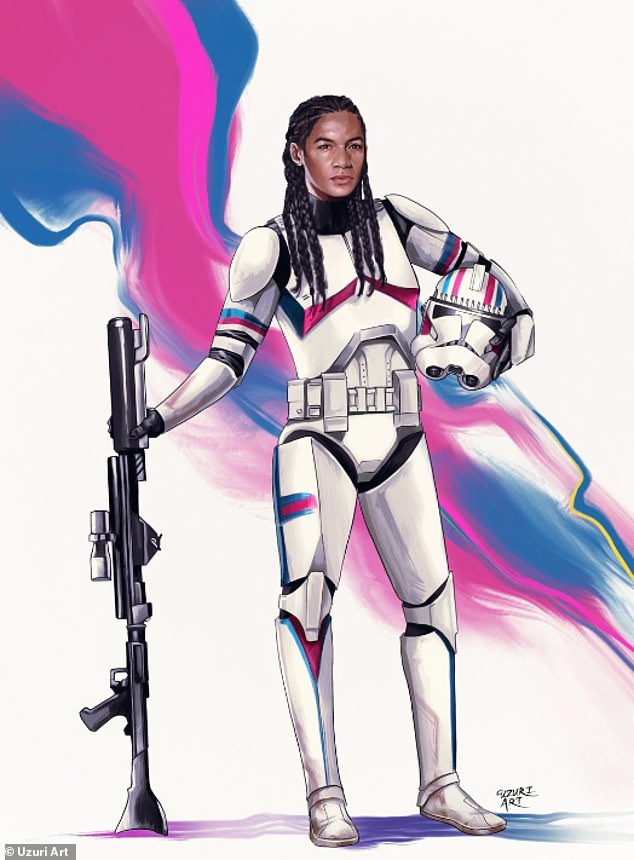 The character, called 'Sister', first appeared in a 2022 novel and fan art piece (pictured) before being added to the official Star Wars history in the new book release earlier this week