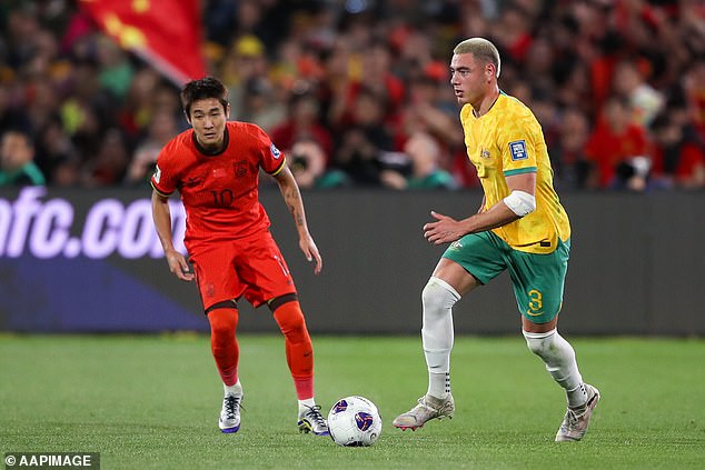 Lewis Miller (right) scored the opener for Australia just before half-time, putting the team on level terms