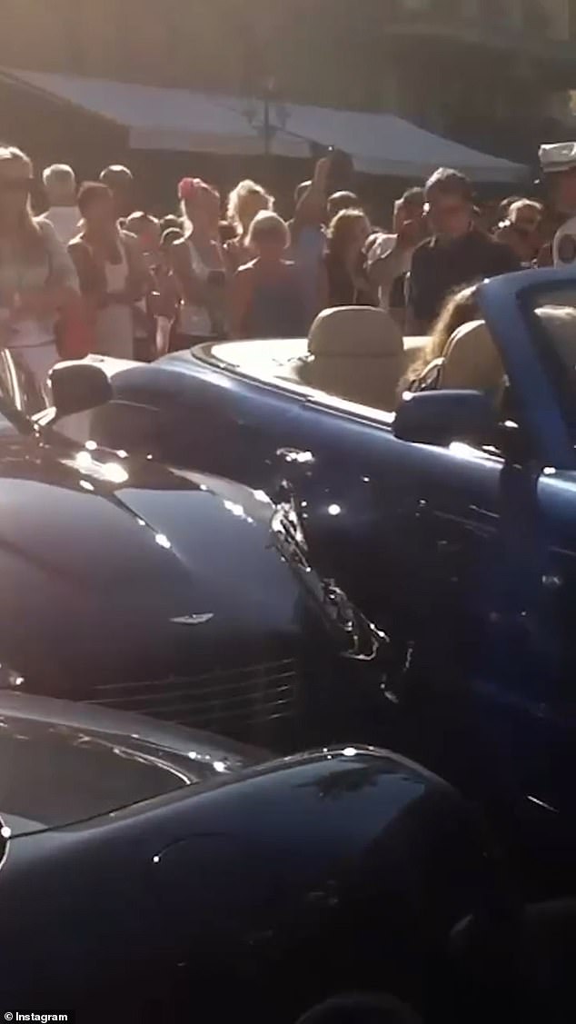 The other side of the car is shown, showing that a £194,000 Aston Martin Rapide struck the Bentley on the passenger side