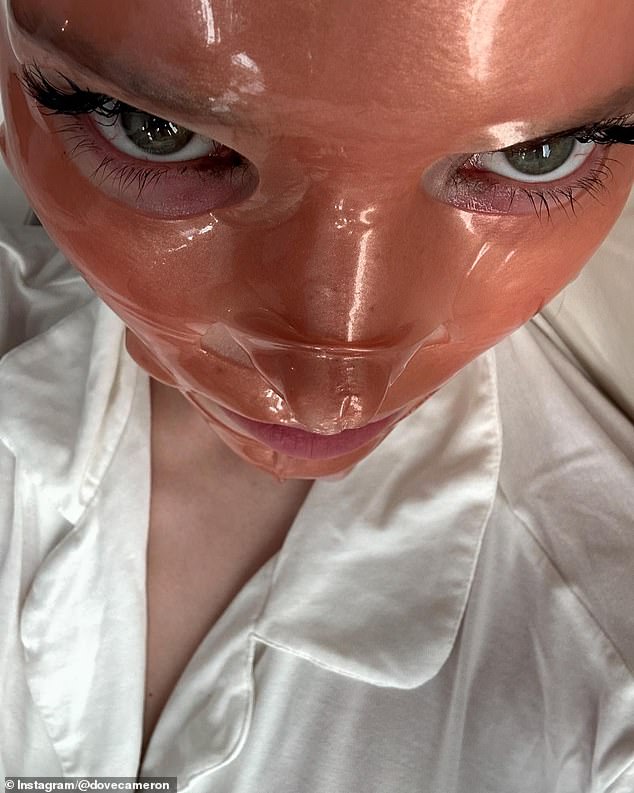 The bombshell also shared a quirky image of her practicing her skincare in a jelly face mask