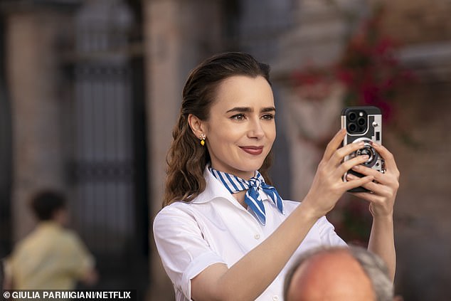 Lily Collins as Emily in the hit Netflix show Emily in Paris