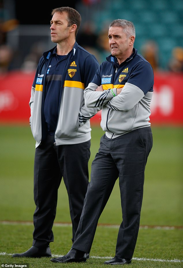 Ex-Hawks head coach Alastair Clarkson (left) and his former assistant Chris Fagan (pictured together in 2015) have denied any wrongdoing following the racism allegations