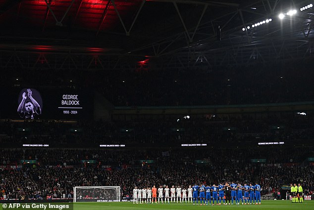 The players observed a minute's silence to remember Baldock ahead of their Nations League match