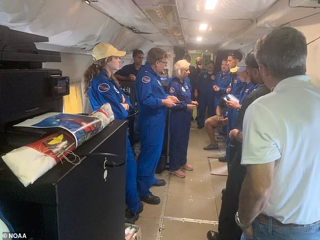 Hurricane hunters on a mission in Hurricane Milton late Tuesday night (above) honored their fellow meteorologist at the U.S. National Oceanic and Atmospheric Administration (NOAA), Peter Dodge, 73, and dropped his ashes in the eye of the storm at 11 p.m.