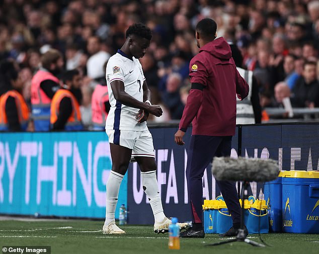 Saka was replaced by Noni Madueke after sustaining the injury at Wembley on Thursday