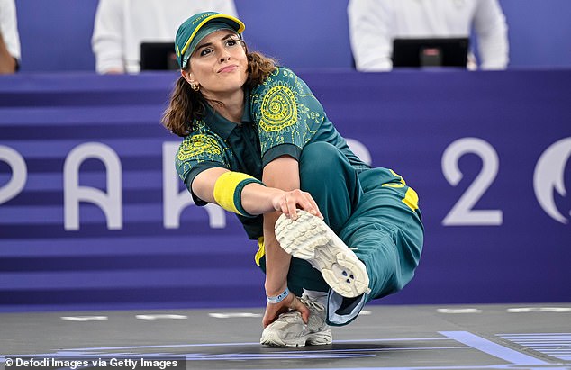 The sport made its debut at the Olympic Games in Paris this summer and made headlines after athlete Rachael 'Raygun' Gunn (pictured) failed to score a single point. The headspin, linked to the fitness, was famously performed by the athlete