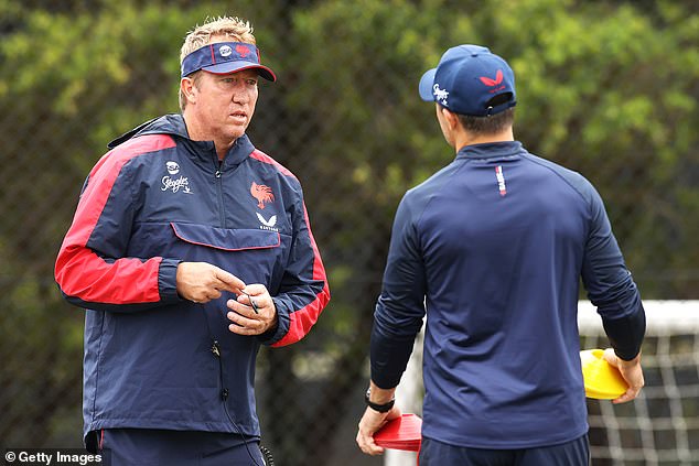 The Roosters coach (pictured left) and his wife had to be taken to hospital for treatment for their injuries