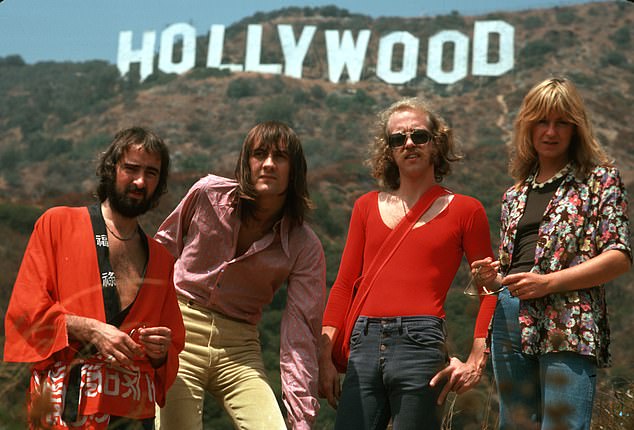 Fleetwood Mac (L-R: John McVie, Mick Fleetwood, Bob Welch and Christine McVie) in LA in August 1974