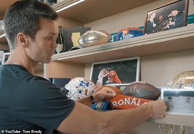 Brady's football collection didn't end there, as he also showed off a shirt given to him by Cristiano Ronaldo