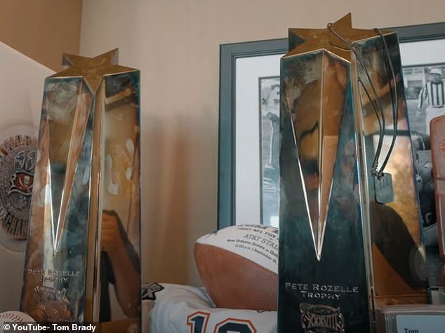 Brady also showed off his Super Bowl MVP trophies, winning a total of five in his career