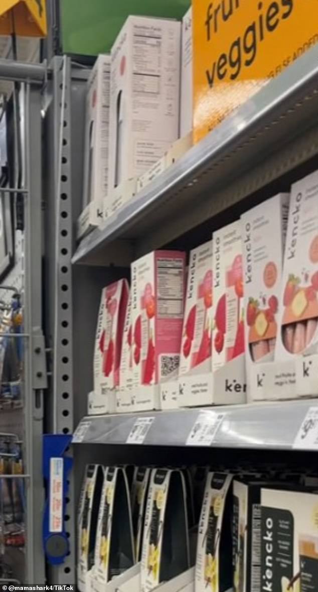 The mother of four revealed a wire hook attached to a magnet on the end of the Walmart shelves