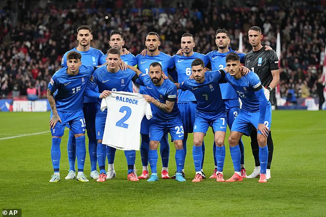 The Greek stars had also taken a photo wearing a Baldock shirt as a tribute before kick-off