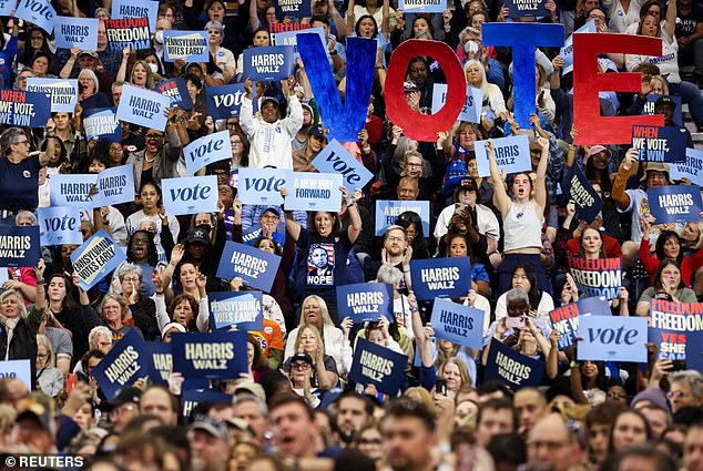 The crowd for former President Barack Obama gathered Thursday at the Fitzgerald Field House on the University of Pittsburgh campus