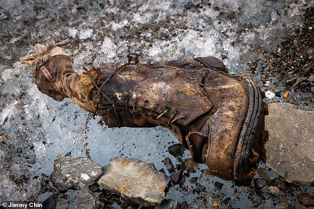 The foot and boot were found on Everest's central Rongbuk Glacier, beneath the mountain's north face and at a lower elevation than where Mallory's remains were found in 1999.