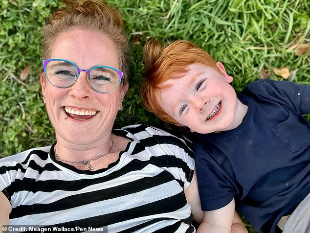 Meagen Wallace and her three-year-old son Jameson stumbled upon the gruesome scene as they left for preschool in Austin, Texas.