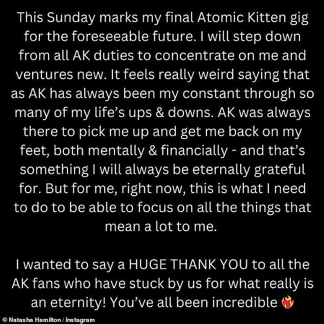 1728650125 752 Atomic Kittens Natasha Hamilton reveals she has quit the band