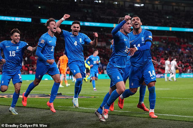 Greece scored a memorable injury-time winner to cause a major stir at Wembley