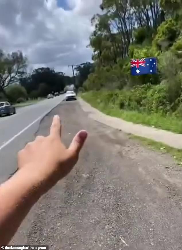 The man said police used two vehicles: one to hold the warning signs and the other to hold the speed camera on the side of busy highways (pictured)