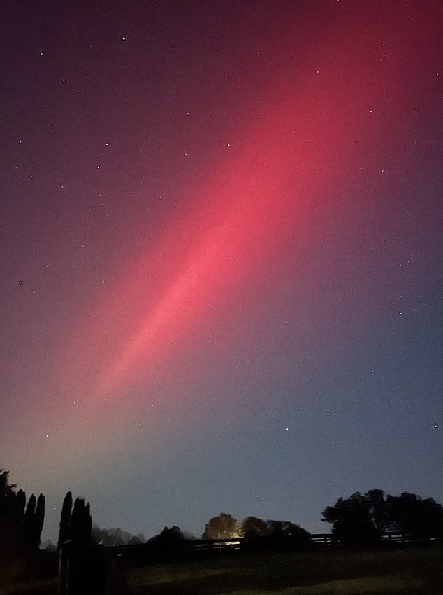 The Northern Lights were captured in Lexington, Kentucky after the massive solar storm