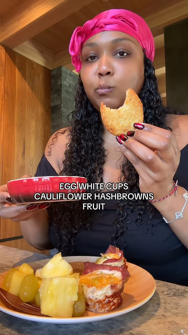 The 36-year-old rapper and singer explained her new approach to food to fans in a clip showing everything she eats in a given day now that she's added animal protein back into her diet