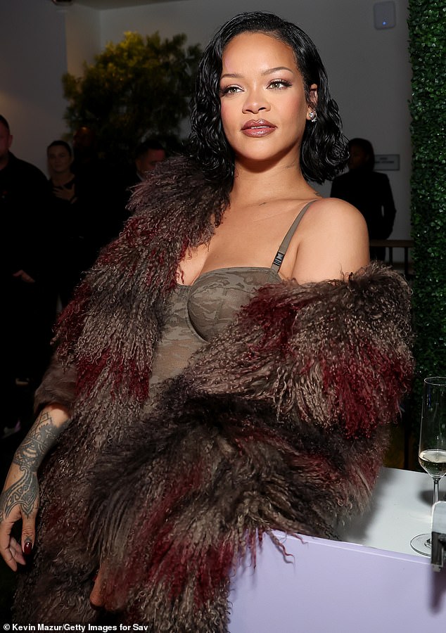 At the party, Rihanna turned heads in a glam look that consisted of nude, lace tights from the Savage x Diesel line, which are currently priced at $39.95.