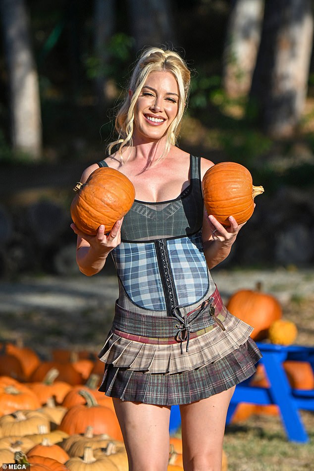 The reality star stepped out for their family event in a leggy ensemble consisting of a three-layer plaid mini skirt with three different colors for each layer and a plaid tank top